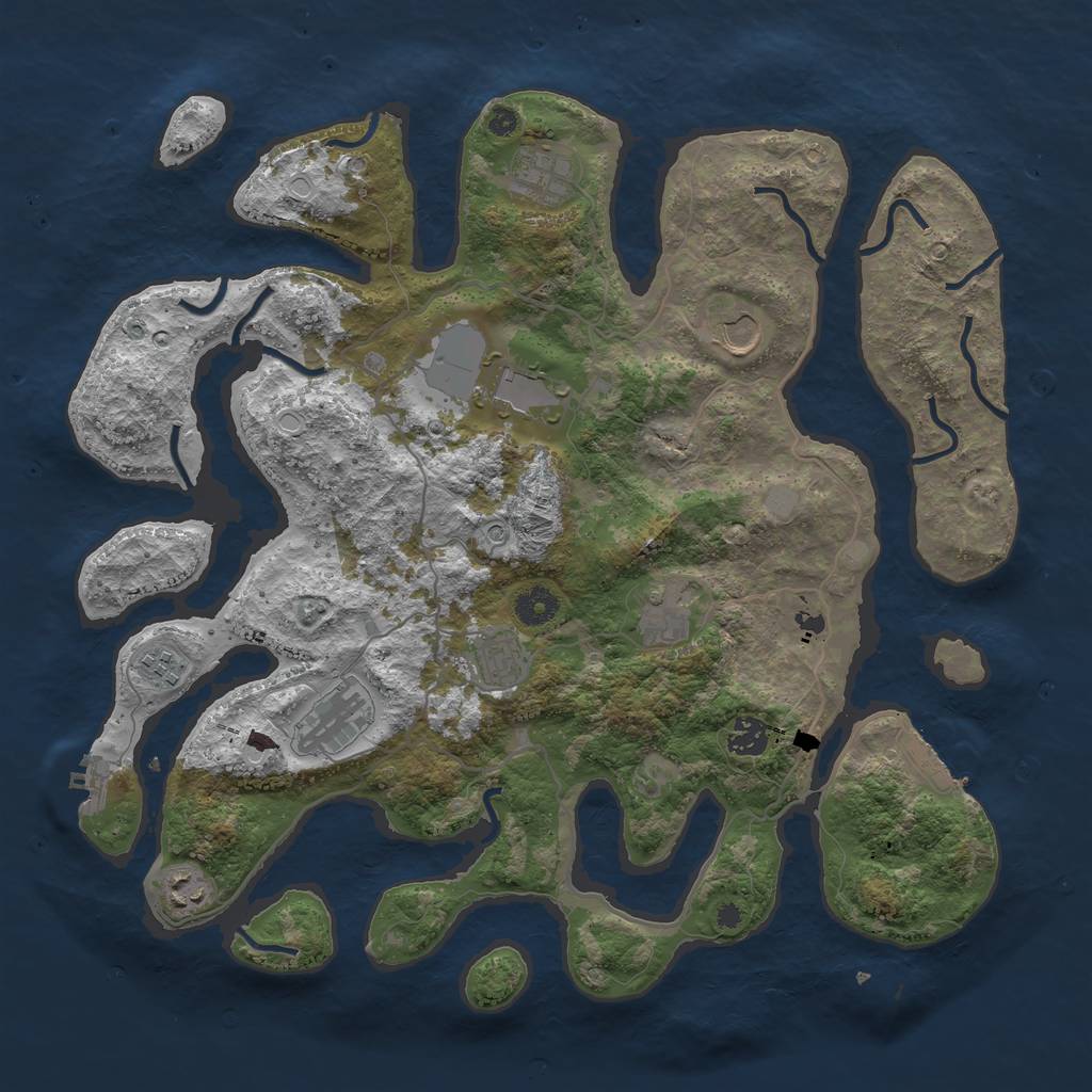 Rust Map: Procedural Map, Size: 4000, Seed: 27080, 17 Monuments