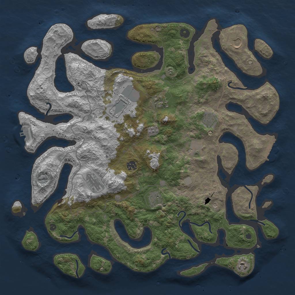 Rust Map: Procedural Map, Size: 4500, Seed: 3554627, 18 Monuments
