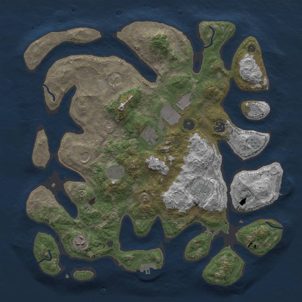 Rust Map: Procedural Map, Size: 4000, Seed: 293638, 16 Monuments