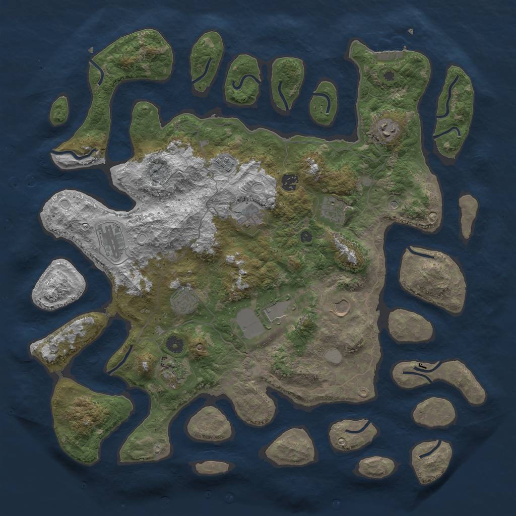 Rust Map: Procedural Map, Size: 4500, Seed: 1491446, 17 Monuments
