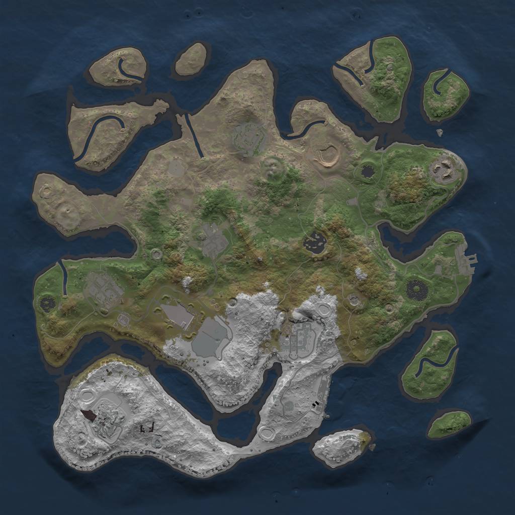Rust Map: Procedural Map, Size: 3550, Seed: 813136, 17 Monuments
