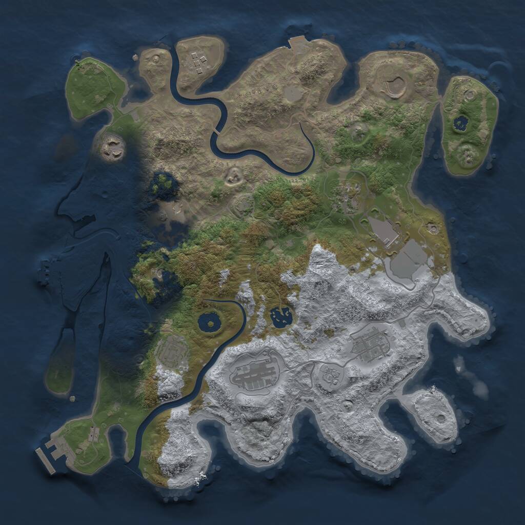 Rust Map: Procedural Map, Size: 3600, Seed: 753463, 16 Monuments
