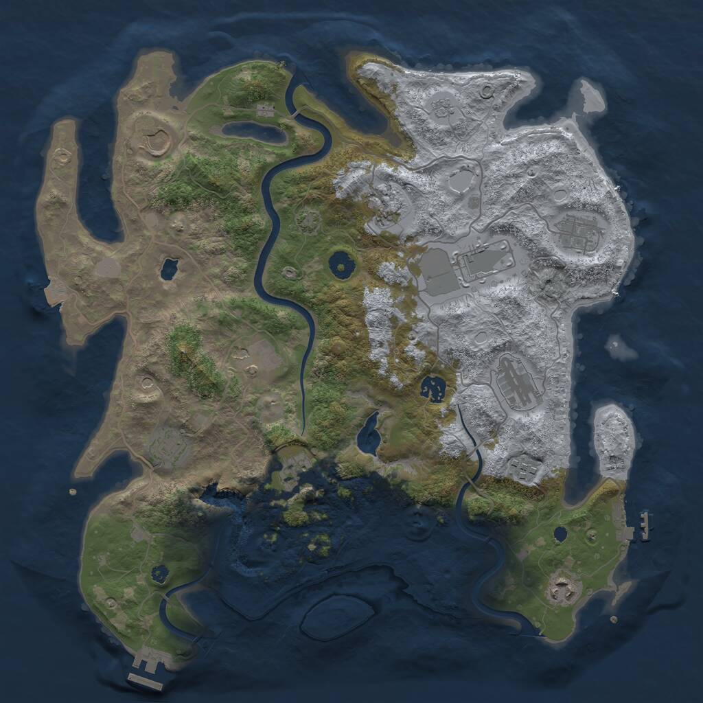 Rust Map: Procedural Map, Size: 4000, Seed: 300593, 17 Monuments