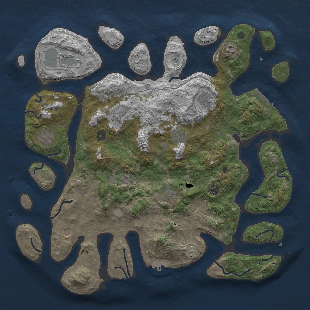 Rust Map: Procedural Map, Size: 4500, Seed: 3995036, 18 Monuments