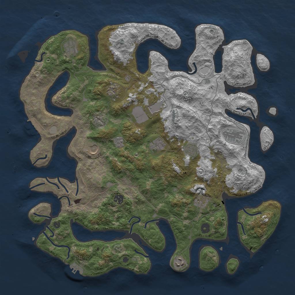 Rust Map: Procedural Map, Size: 4500, Seed: 2376957, 19 Monuments