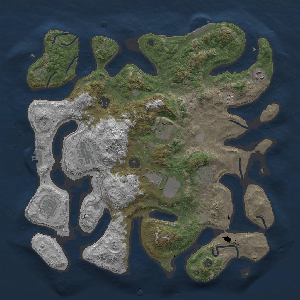 Rust Map: Procedural Map, Size: 4000, Seed: 39285, 16 Monuments