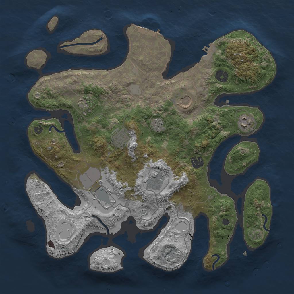 Rust Map: Procedural Map, Size: 3550, Seed: 106326, 16 Monuments