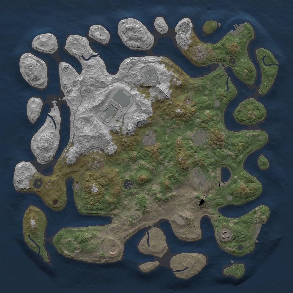Rust Map: Procedural Map, Size: 4500, Seed: 2119672, 18 Monuments