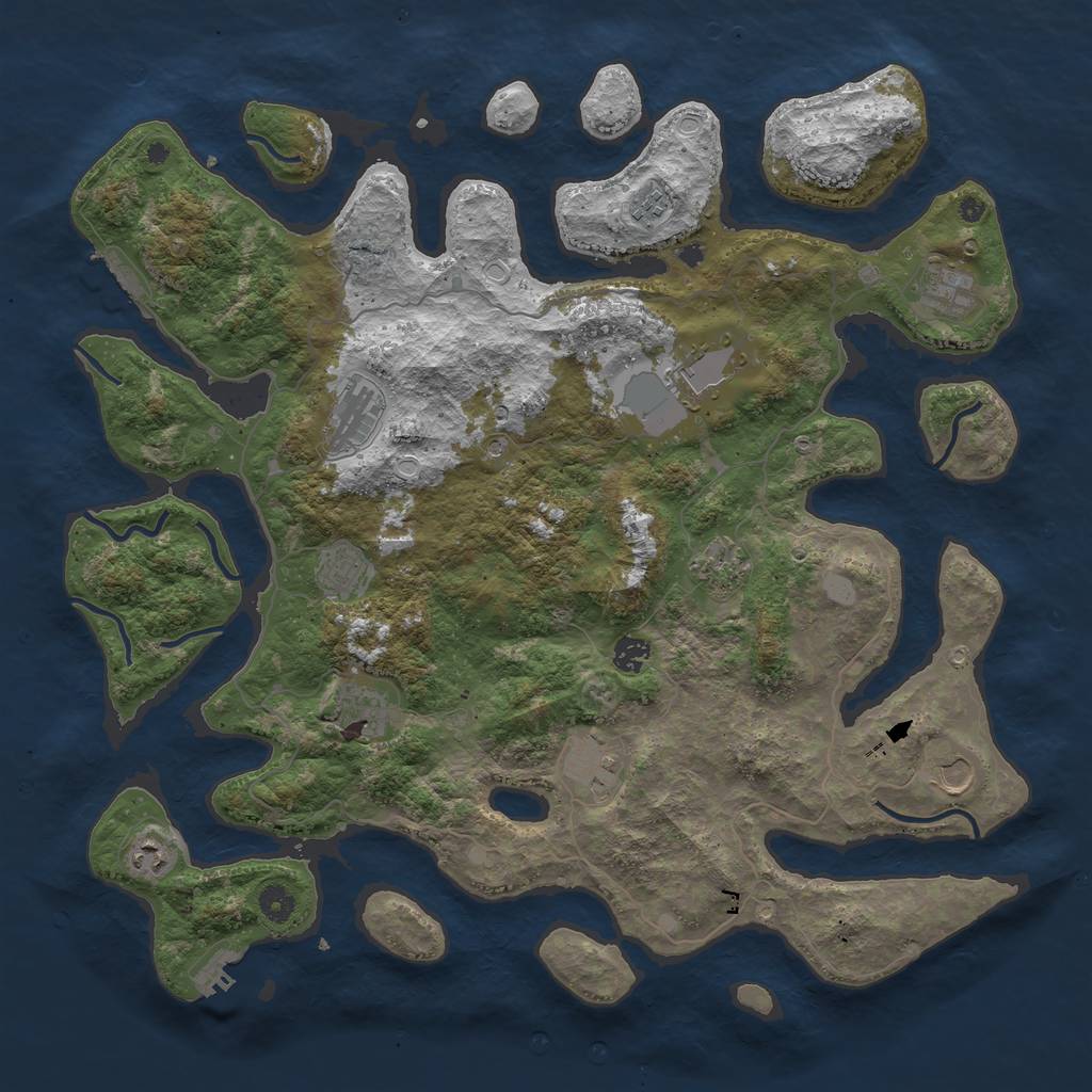 Rust Map: Procedural Map, Size: 4500, Seed: 4285193, 19 Monuments