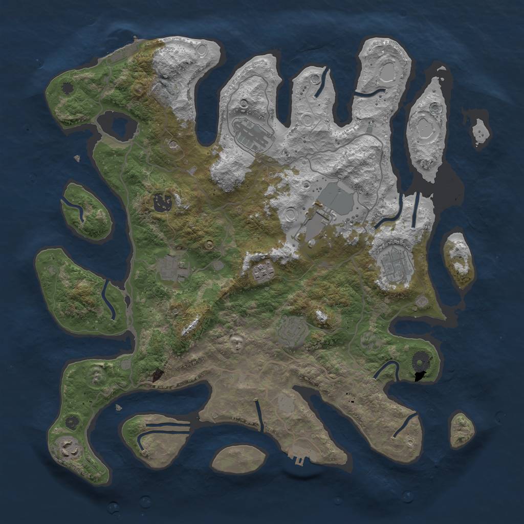Rust Map: Procedural Map, Size: 4000, Seed: 93874, 16 Monuments