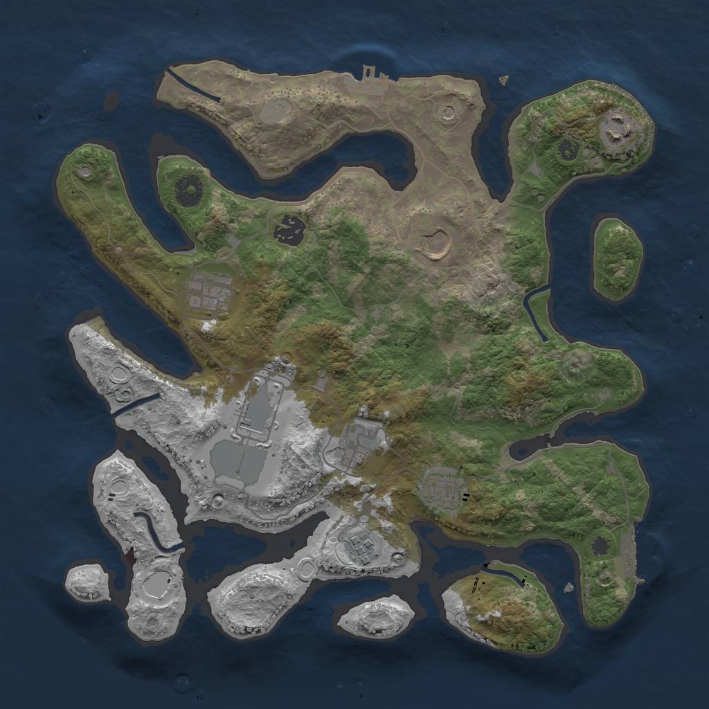 Rust Map: Procedural Map, Size: 3500, Seed: 372039851, 16 Monuments
