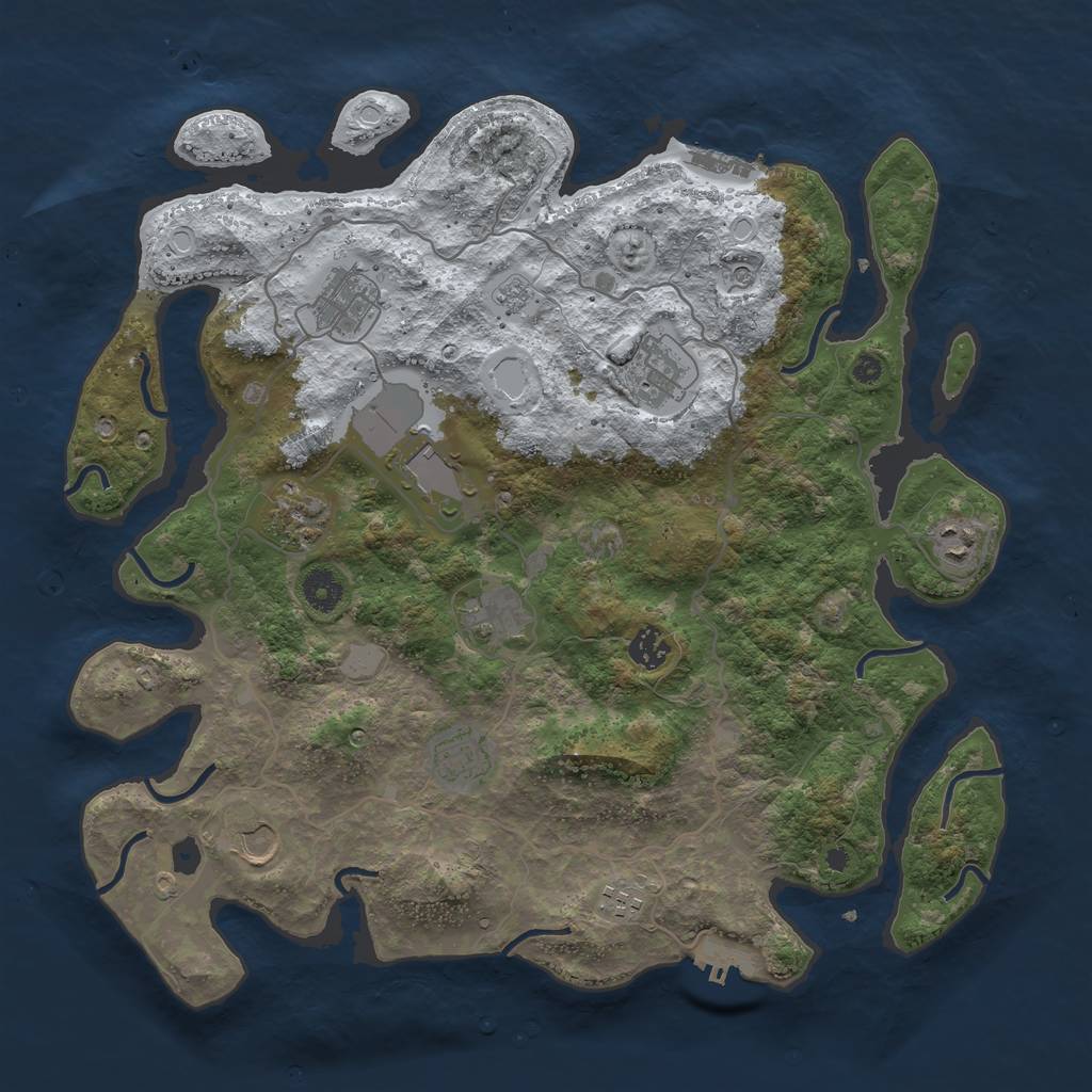Rust Map: Procedural Map, Size: 4000, Seed: 635975, 19 Monuments
