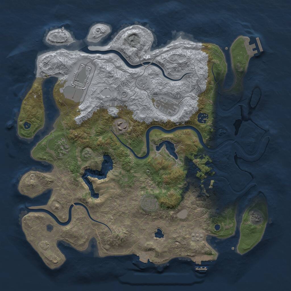 Rust Map: Procedural Map, Size: 4000, Seed: 635975, 13 Monuments