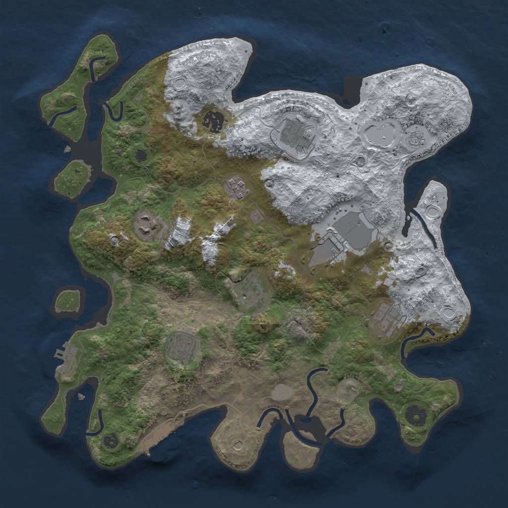 Rust Map: Procedural Map, Size: 3550, Seed: 641869, 17 Monuments
