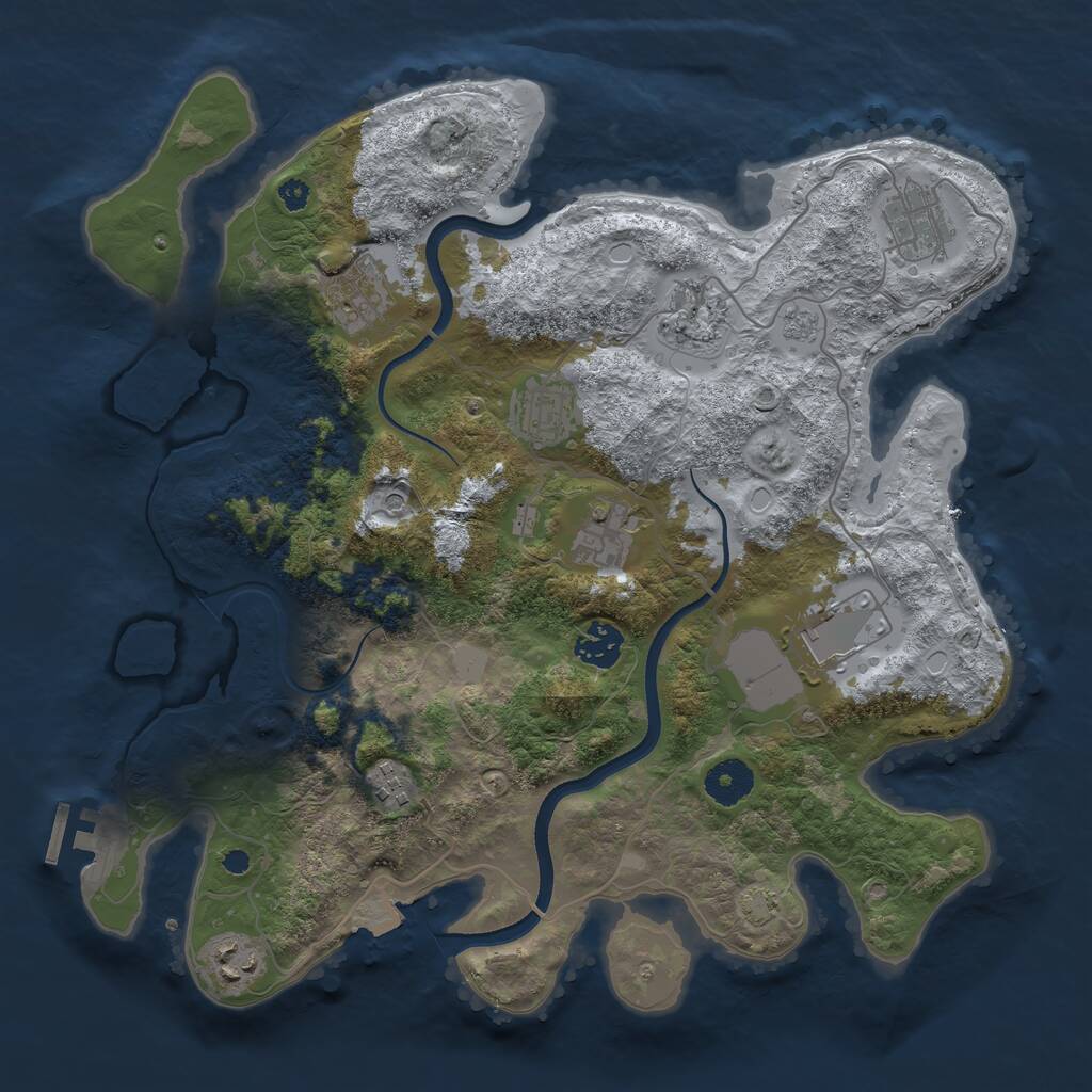 Rust Map: Procedural Map, Size: 3550, Seed: 641869, 14 Monuments