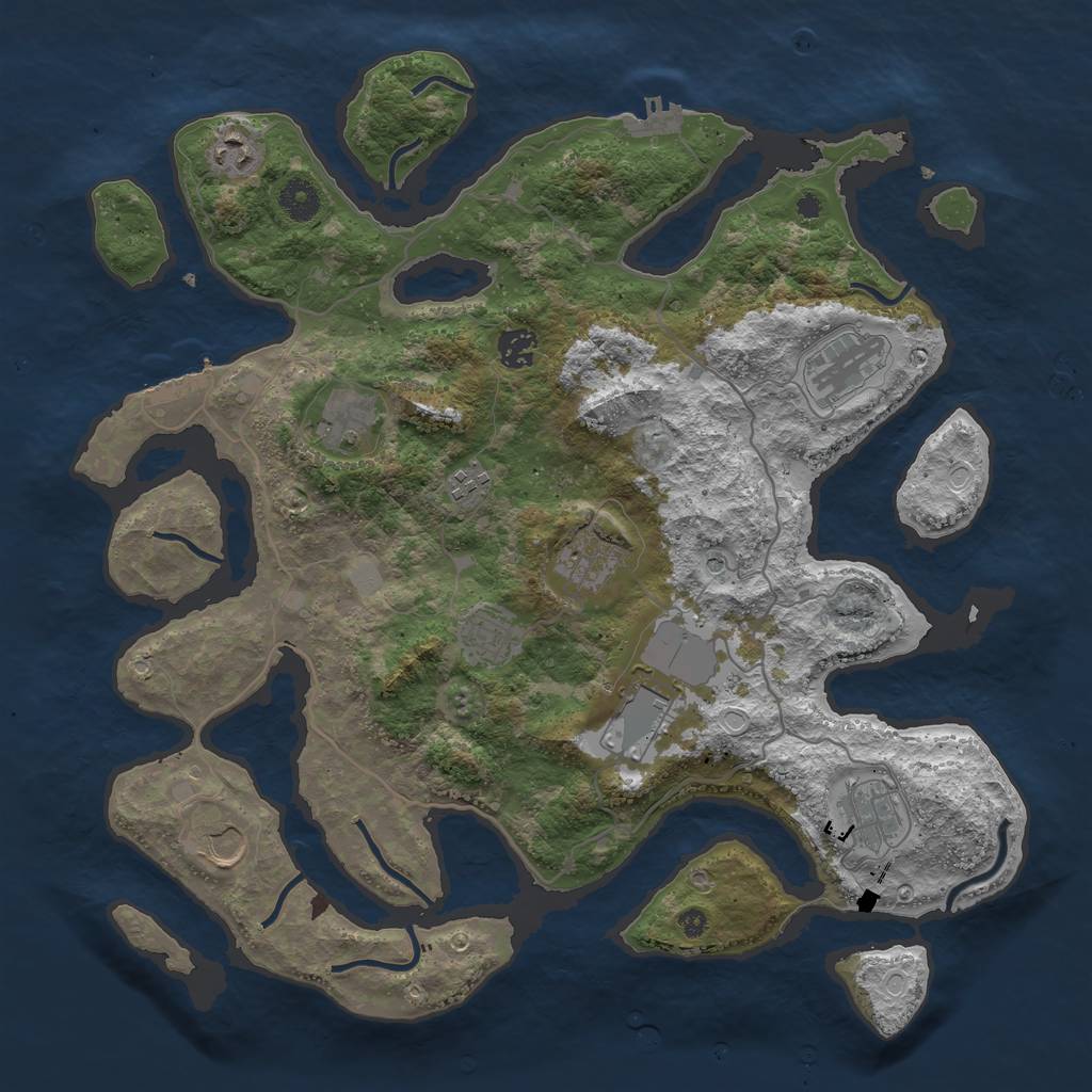 Rust Map: Procedural Map, Size: 4000, Seed: 541224188, 18 Monuments