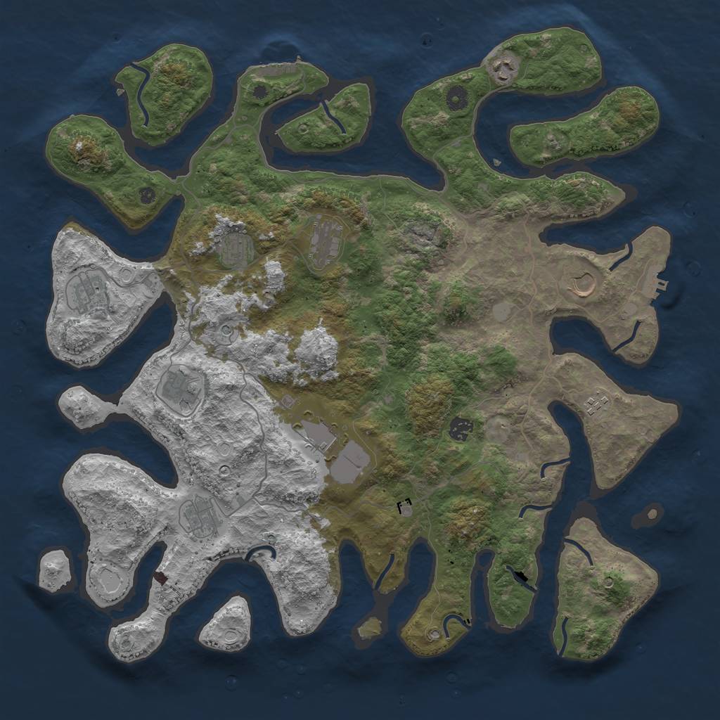 Rust Map: Procedural Map, Size: 4500, Seed: 4871198, 18 Monuments