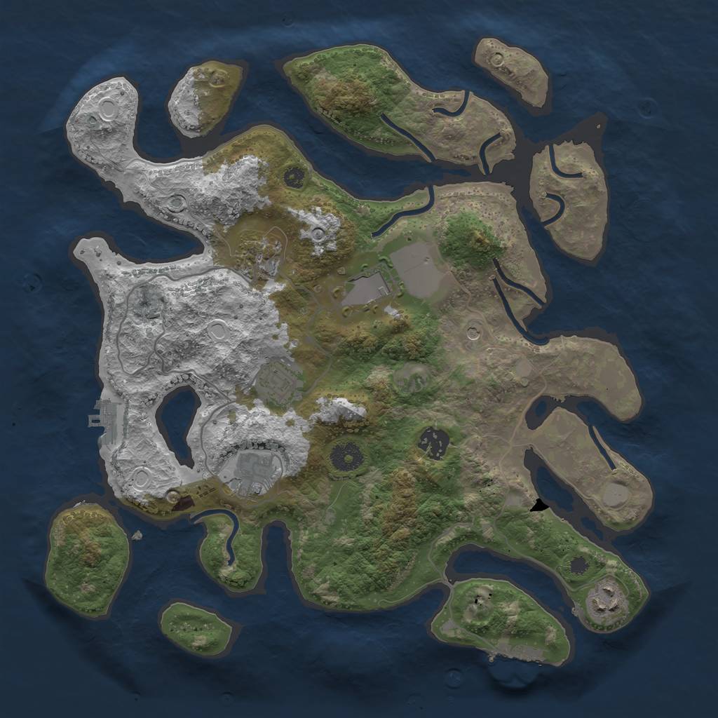 Rust Map: Procedural Map, Size: 3500, Seed: 3648, 14 Monuments