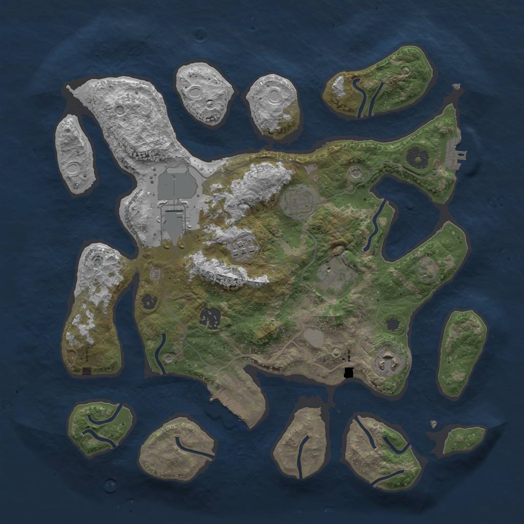Rust Map: Procedural Map, Size: 3550, Seed: 608090, 14 Monuments