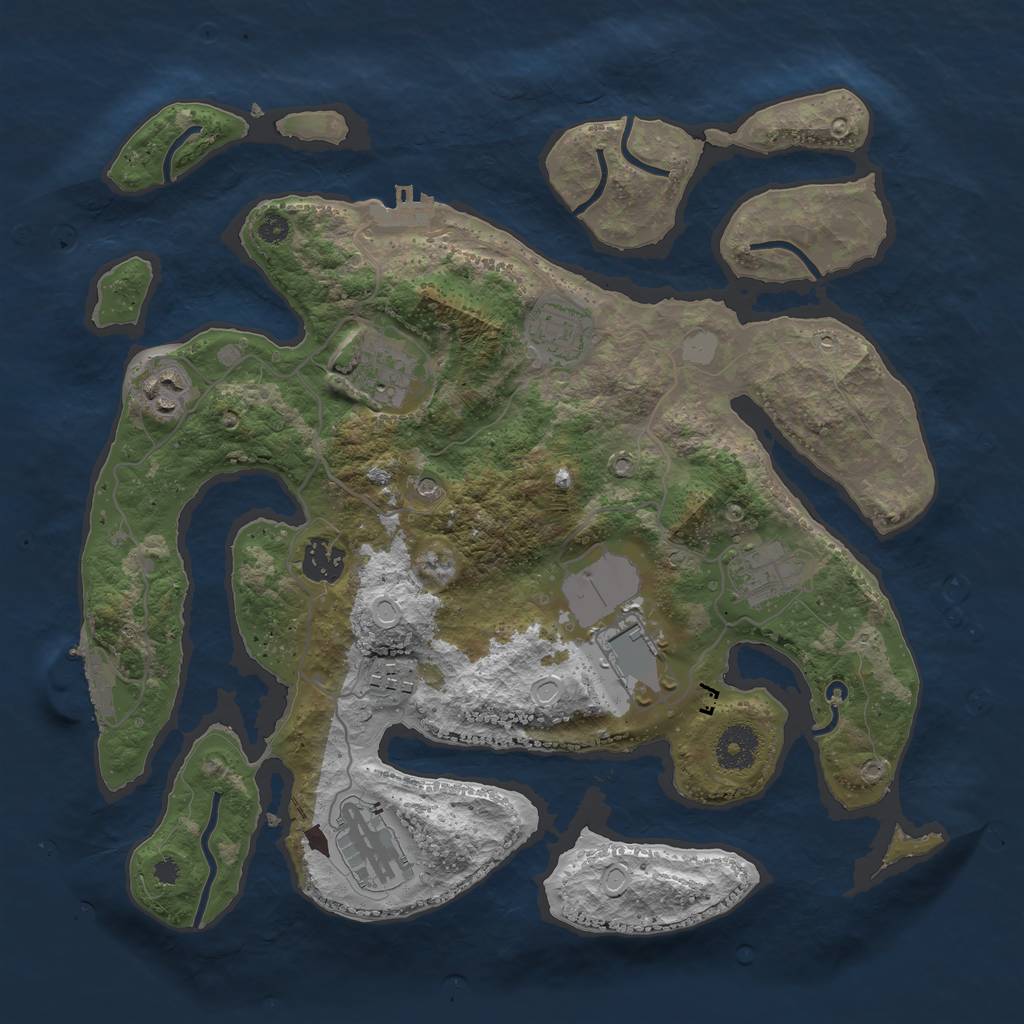 Rust Map: Procedural Map, Size: 3500, Seed: 82432784, 16 Monuments