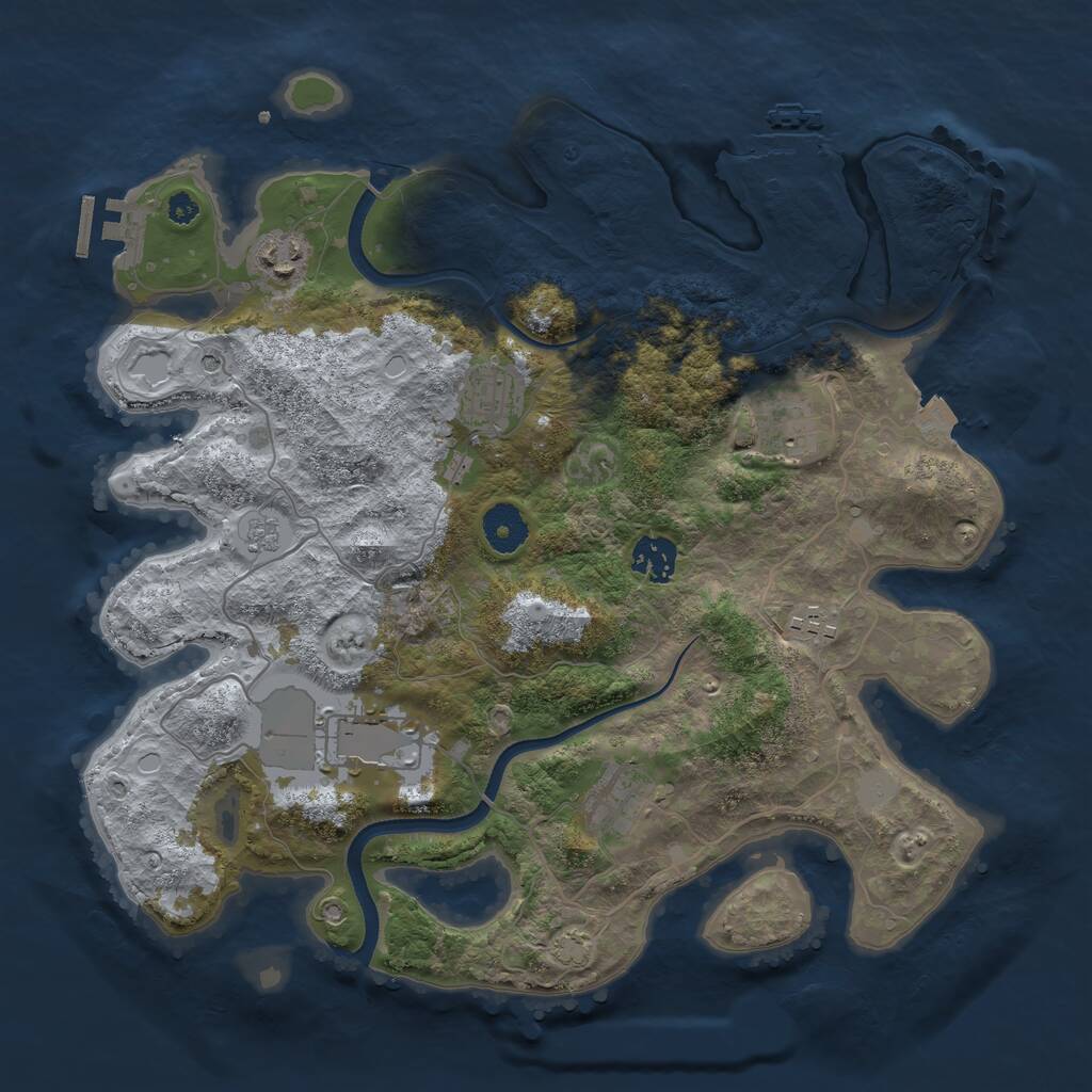 Rust Map: Procedural Map, Size: 3550, Seed: 667523, 13 Monuments