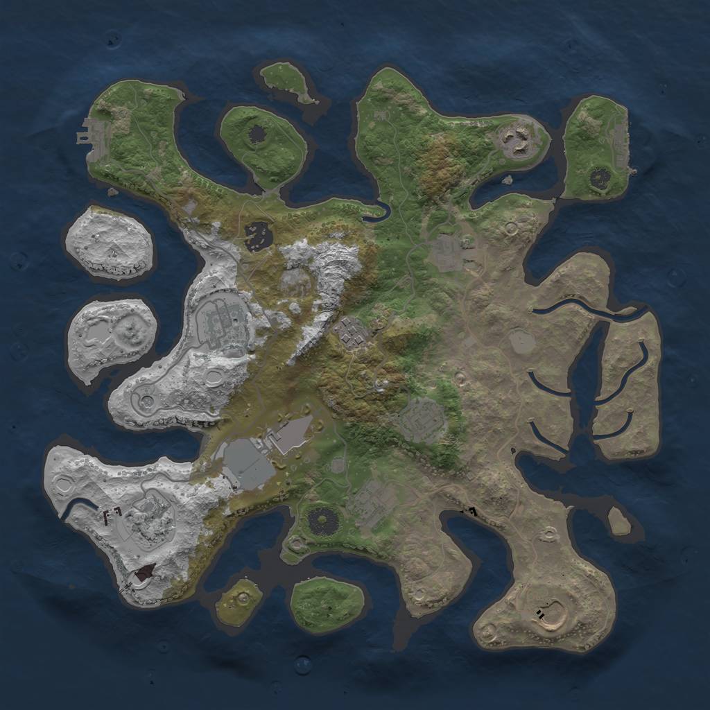 Rust Map: Procedural Map, Size: 3550, Seed: 603872, 18 Monuments