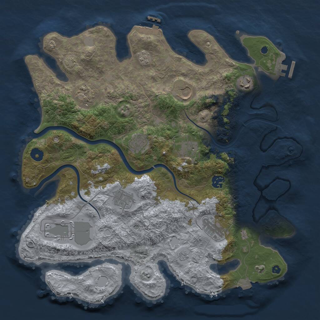 Rust Map: Procedural Map, Size: 3700, Seed: 803363, 16 Monuments