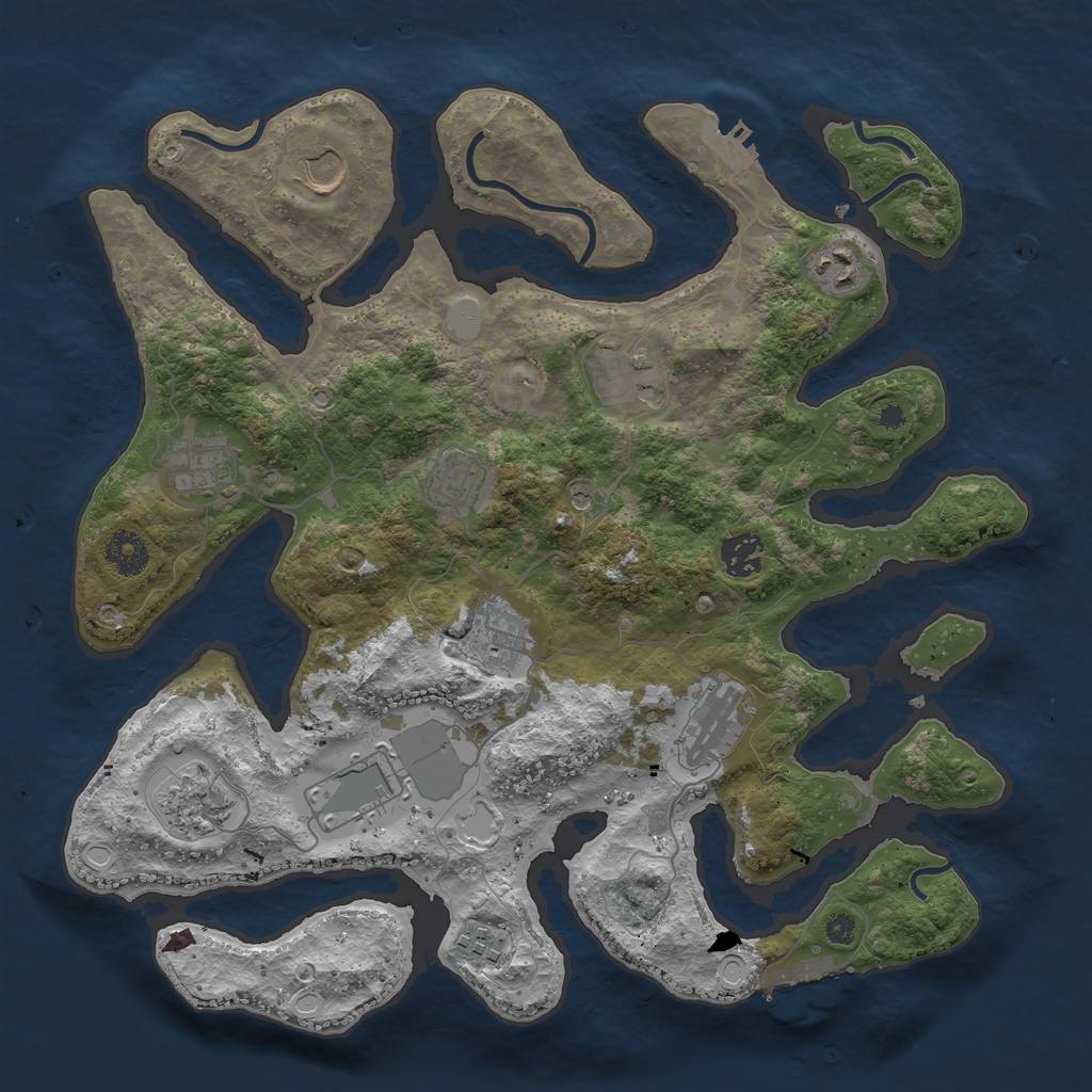 Rust Map: Procedural Map, Size: 3700, Seed: 803363, 19 Monuments