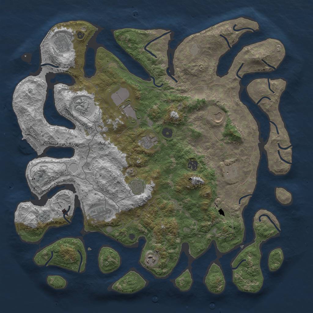 Rust Map: Procedural Map, Size: 4500, Seed: 5773555, 18 Monuments