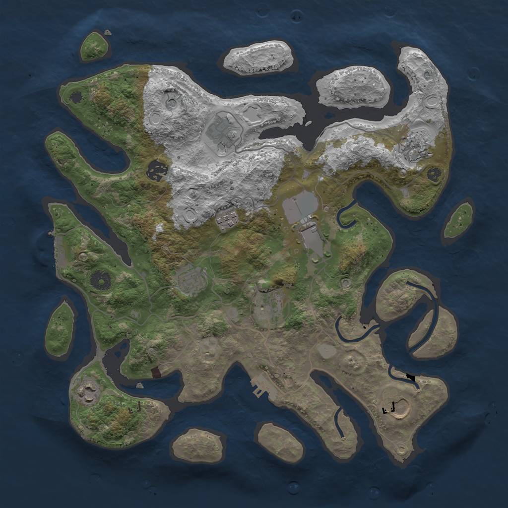 Rust Map: Procedural Map, Size: 3700, Seed: 190122, 17 Monuments