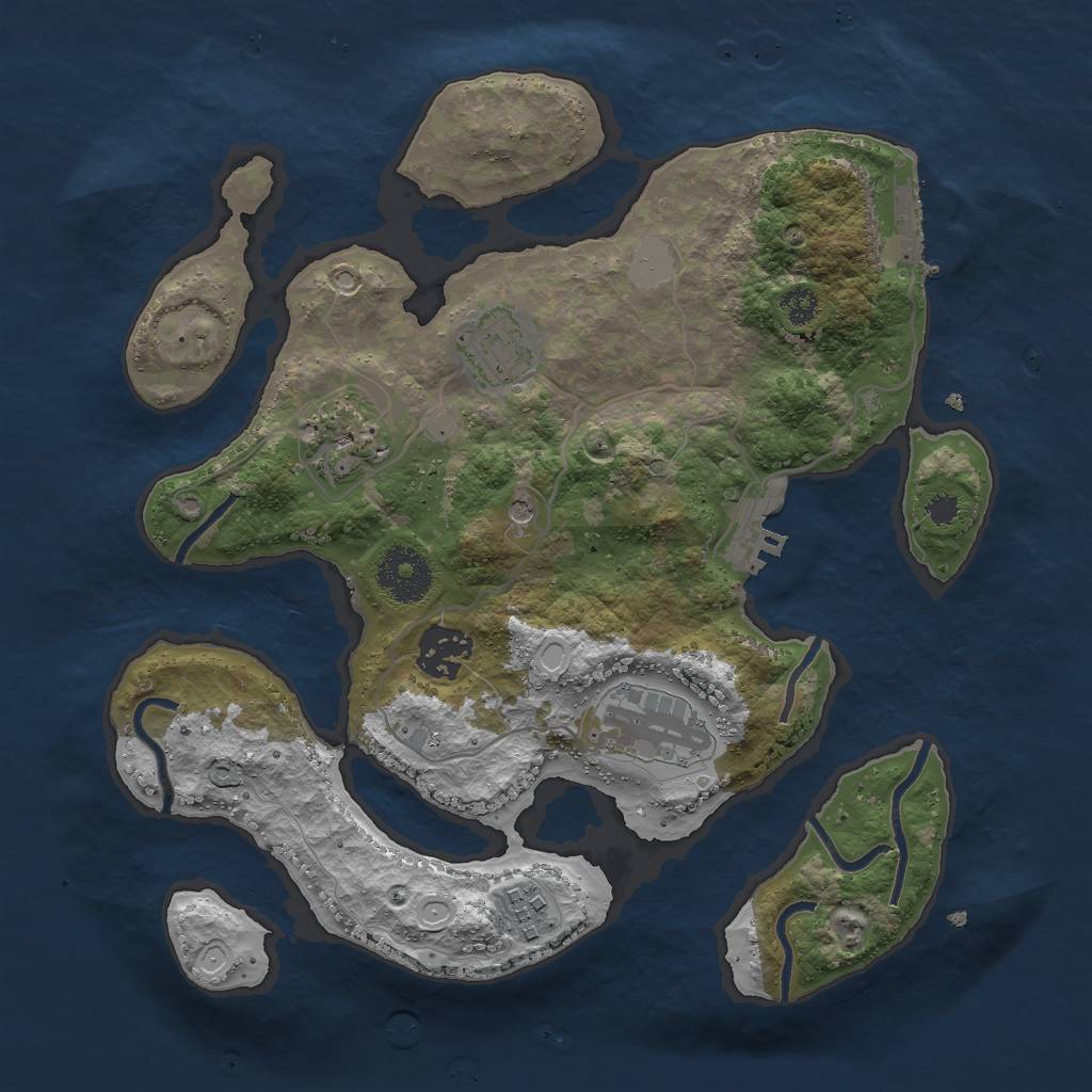 Rust Map: Procedural Map, Size: 3000, Seed: 292583, 13 Monuments