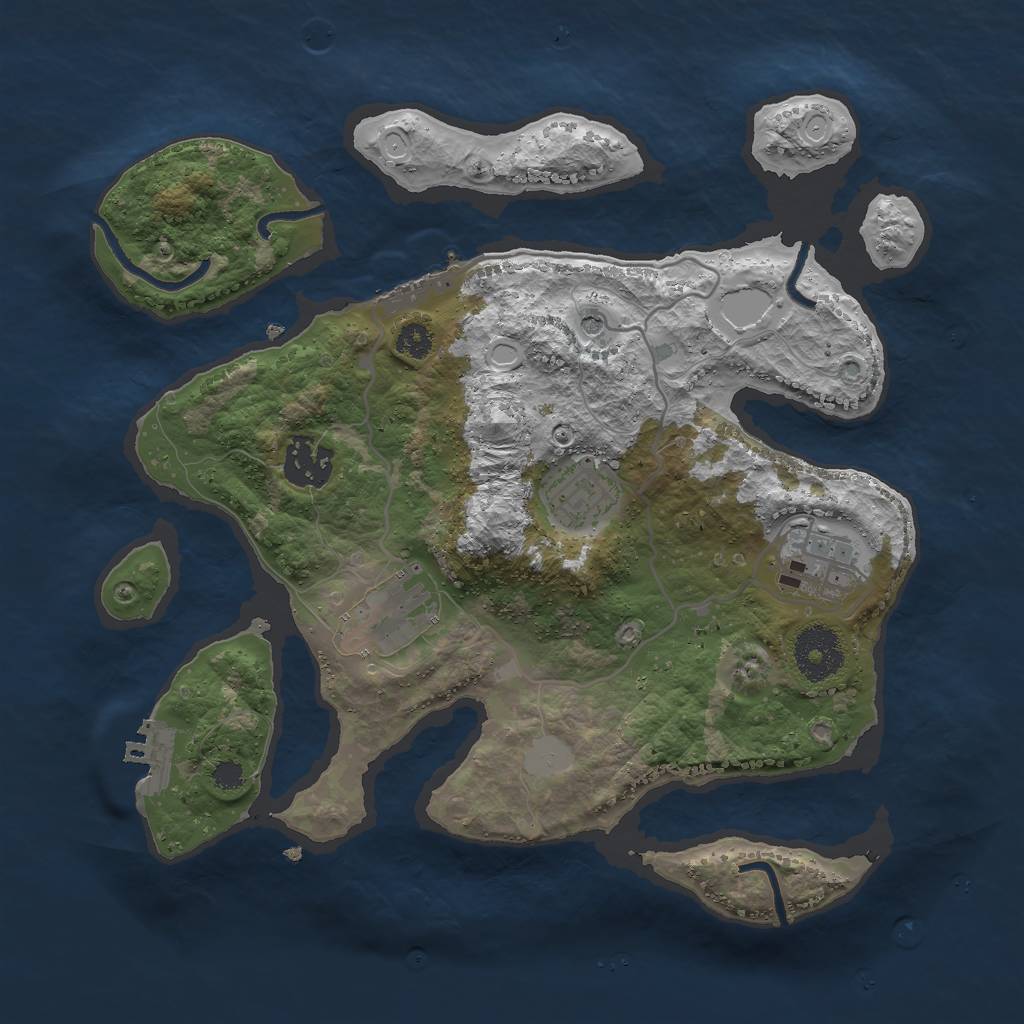 Rust Map: Procedural Map, Size: 3000, Seed: 22352, 12 Monuments