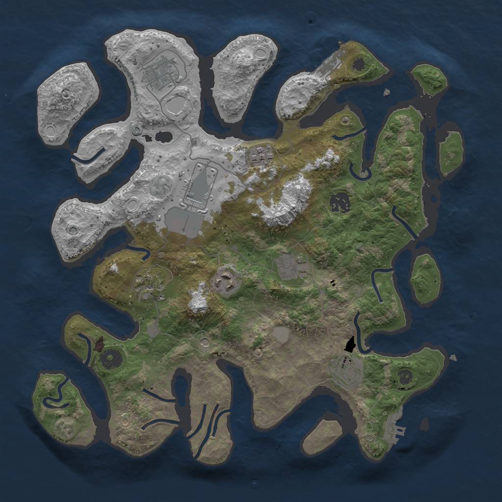 Rust Map: Procedural Map, Size: 3550, Seed: 951628, 16 Monuments