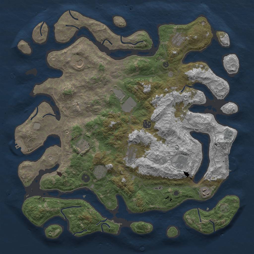 Rust Map: Procedural Map, Size: 4500, Seed: 5438473, 18 Monuments