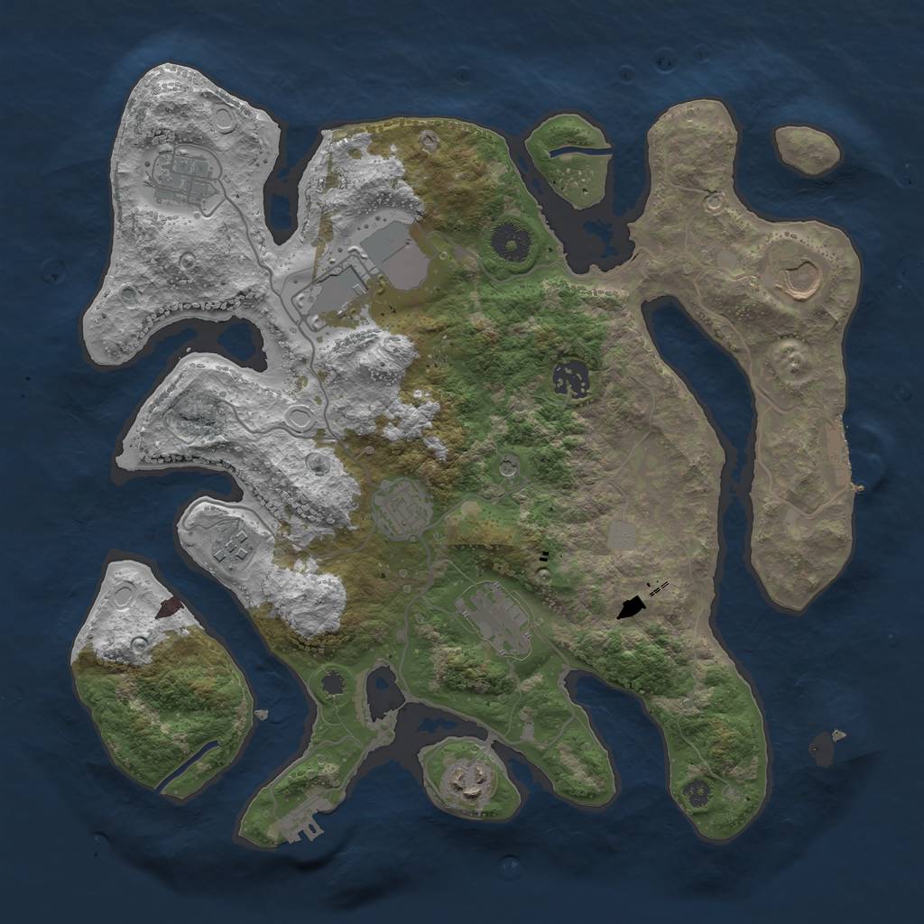 Rust Map: Procedural Map, Size: 3550, Seed: 355935, 16 Monuments