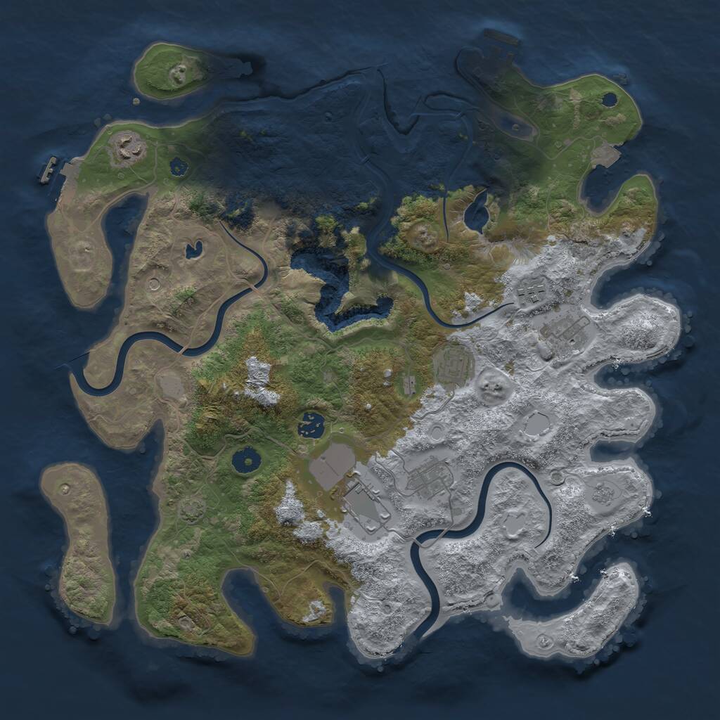 Rust Map: Procedural Map, Size: 4000, Seed: 754473, 13 Monuments
