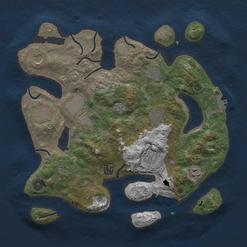 Rust Map: Procedural Map, Size: 3550, Seed: 521459, 18 Monuments