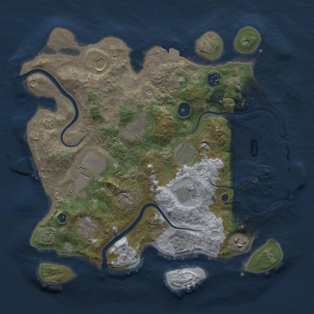 Rust Map: Procedural Map, Size: 3550, Seed: 521459, 13 Monuments