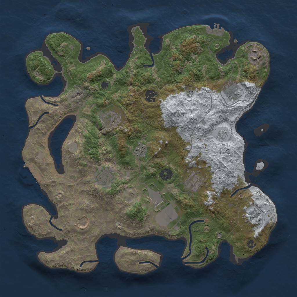 Rust Map: Procedural Map, Size: 3550, Seed: 995710, 19 Monuments