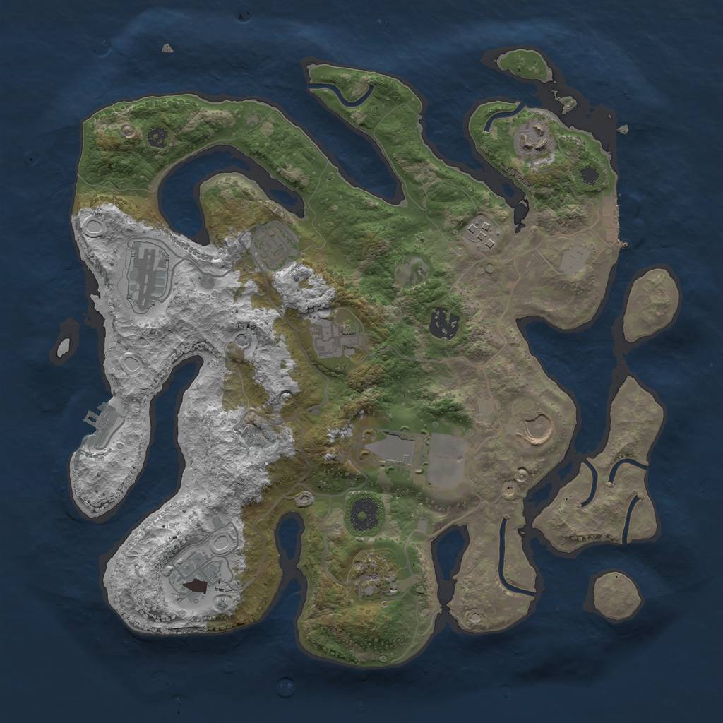 Rust Map: Procedural Map, Size: 3500, Seed: 345420, 18 Monuments