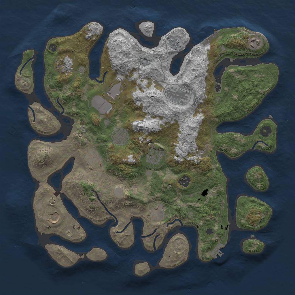 Rust Map: Procedural Map, Size: 3950, Seed: 2101975375, 19 Monuments