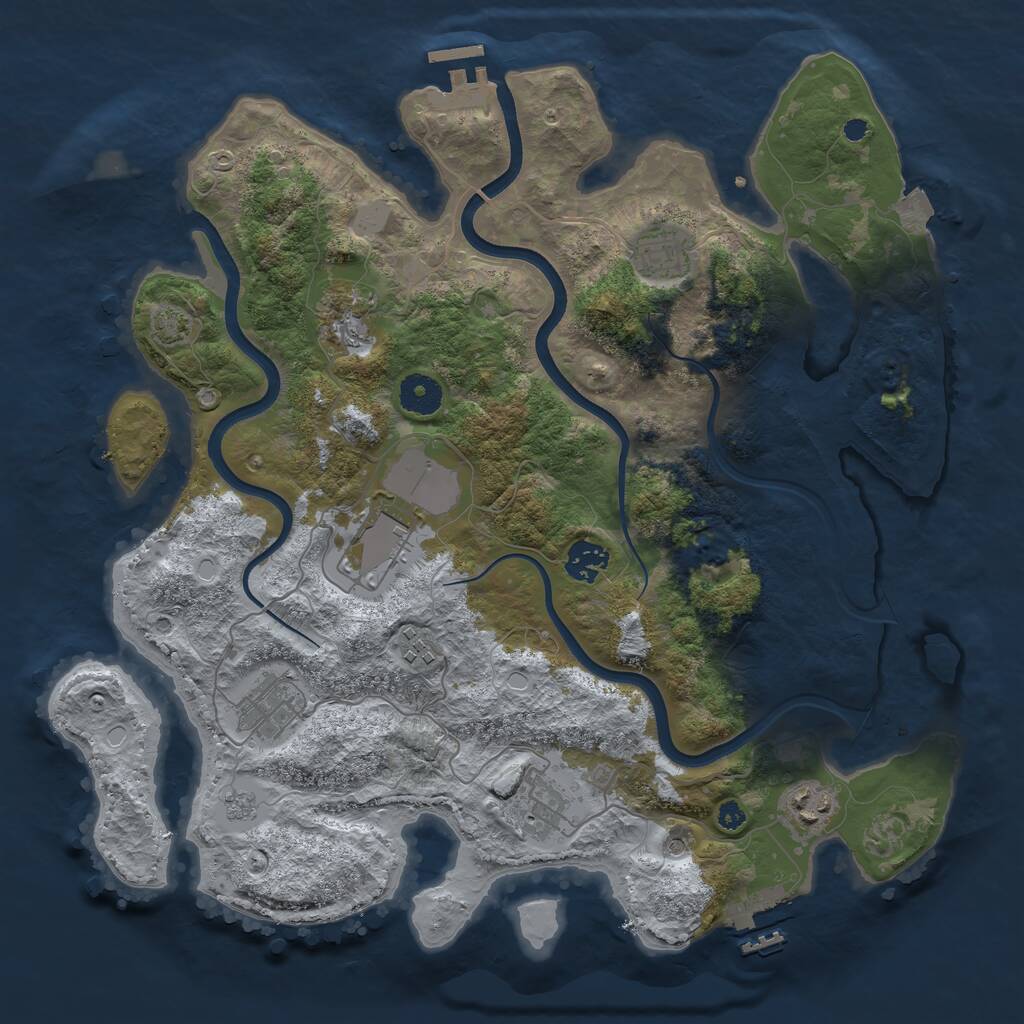 Rust Map: Procedural Map, Size: 3700, Seed: 2676, 14 Monuments