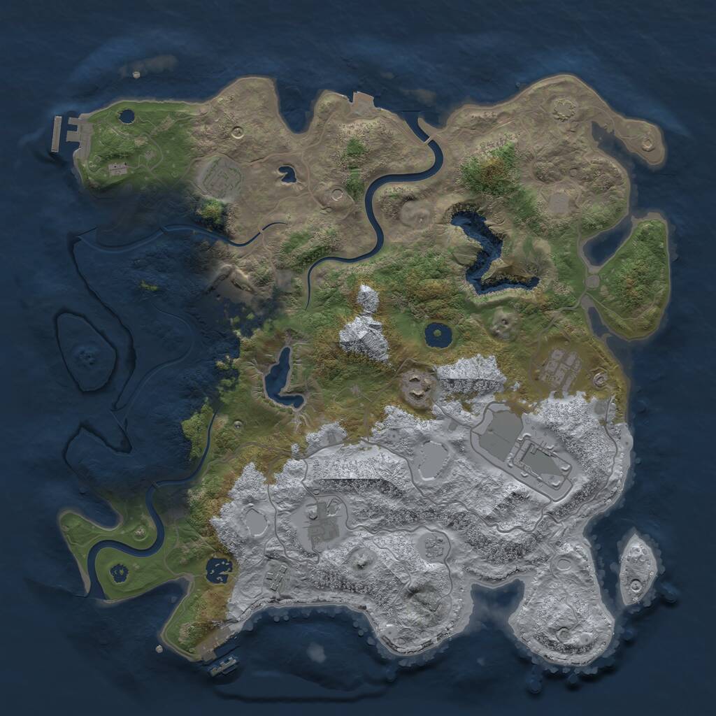 Rust Map: Procedural Map, Size: 4000, Seed: 174711, 14 Monuments