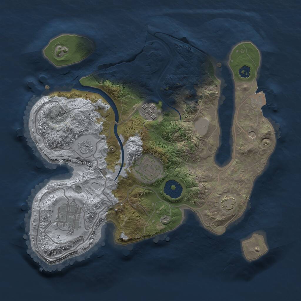 Rust Map: Procedural Map, Size: 2500, Seed: 1222, 7 Monuments