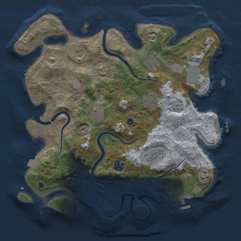 Rust Map: Procedural Map, Size: 3550, Seed: 594227, 15 Monuments