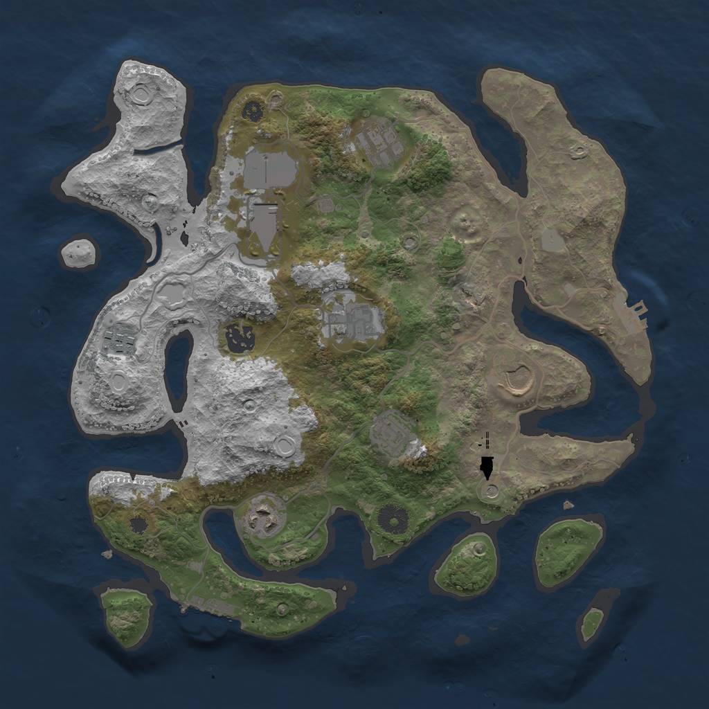 Rust Map: Procedural Map, Size: 3500, Seed: 828262949, 16 Monuments