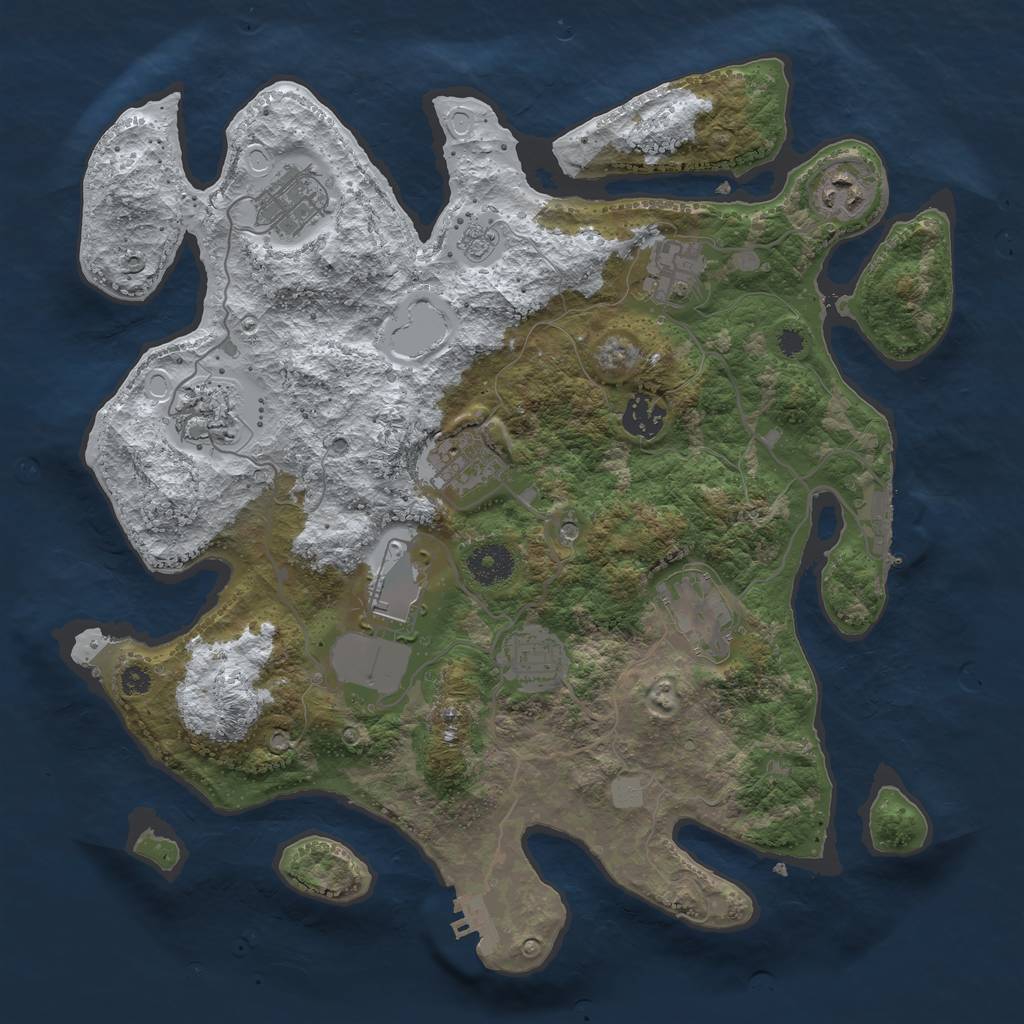Rust Map: Procedural Map, Size: 3550, Seed: 420684, 18 Monuments