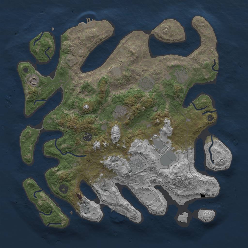 Rust Map: Procedural Map, Size: 4000, Seed: 93852, 16 Monuments