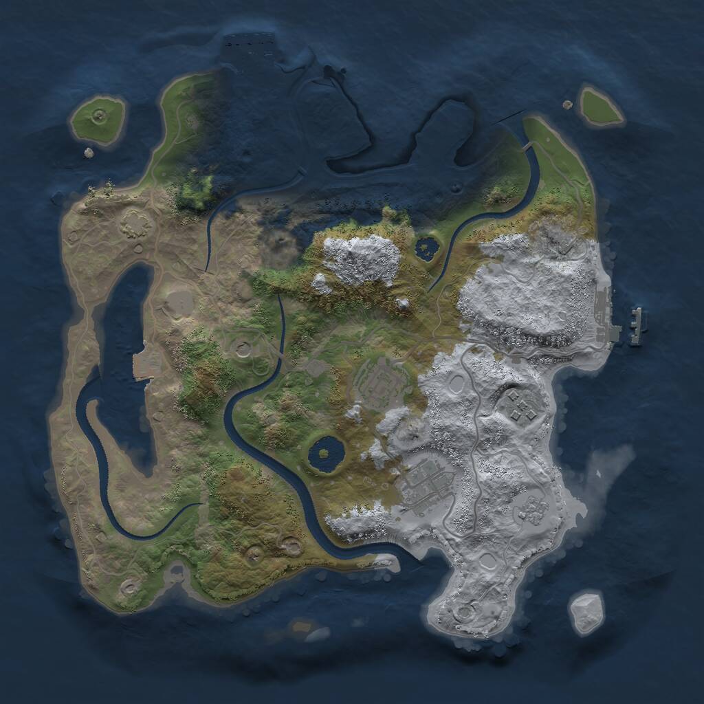 Rust Map: Procedural Map, Size: 3000, Seed: 369215, 9 Monuments