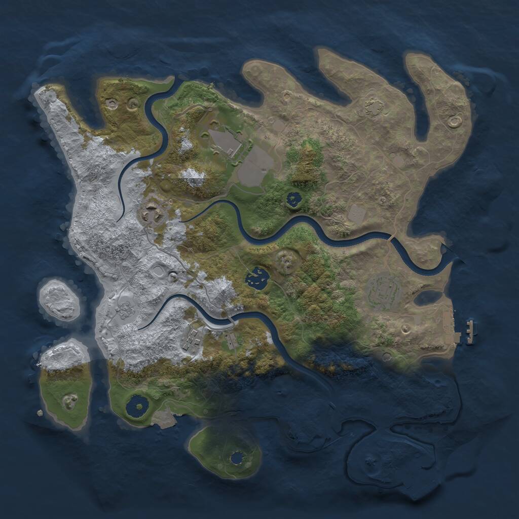 Rust Map: Procedural Map, Size: 3500, Seed: 82943, 11 Monuments